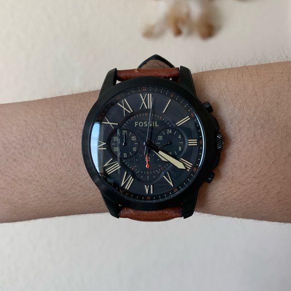 grant chronograph luggage leather watch